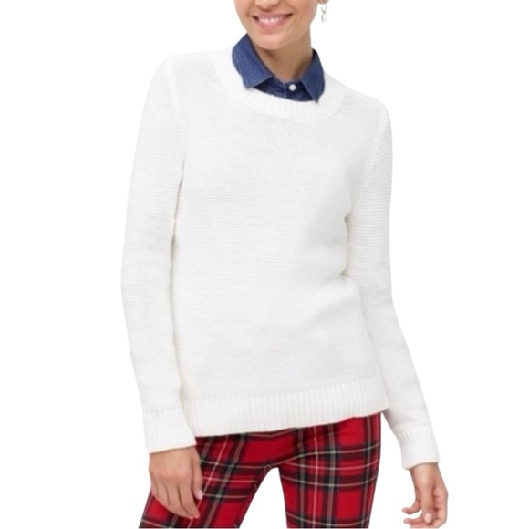 J.Crew Classic White Crewneck Sweater Sz S H3528 - Picture 1 of 10